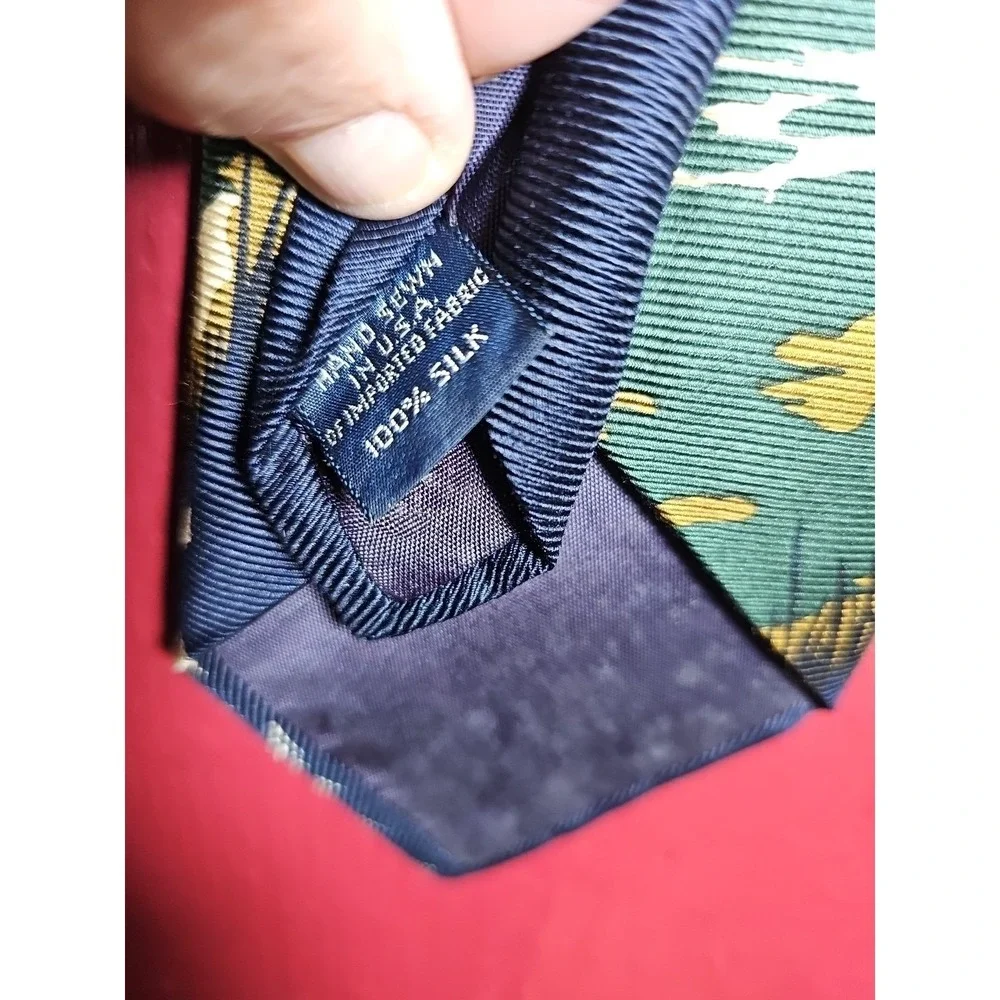Lands End Blue Day Of Fly Fishing Tie Made In U.S.A Handsewn & Silk Mens Tie